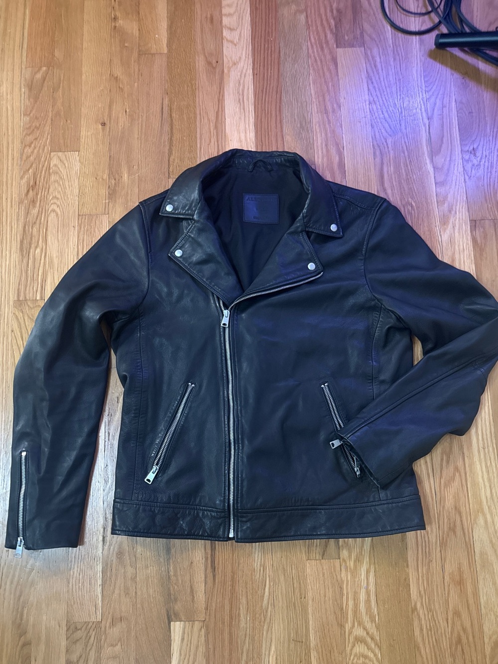 AllSaints Black Leather Moto Jacket